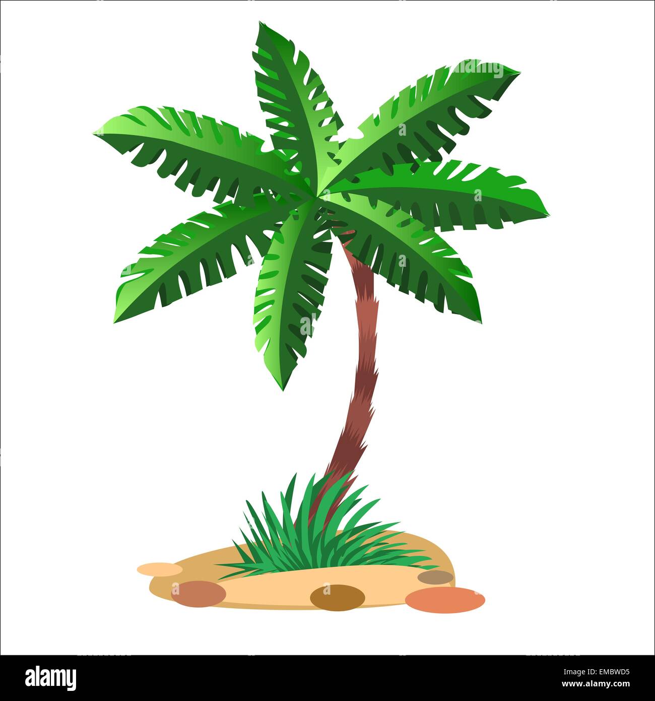 Grüne Palme auf Sandboden und einem neutralen Hintergrund Stock Vektor