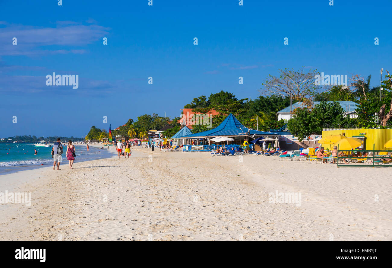 Party-Meile und Traum-Strand, Strand von Negril, Jamaika, Westmoreland Stockfoto