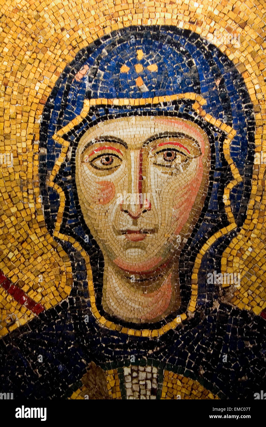 Jungfrau Maria Detail. Byzantinische Mosaik im Inneren der Hagia Sophia, Istanbul Stockfoto