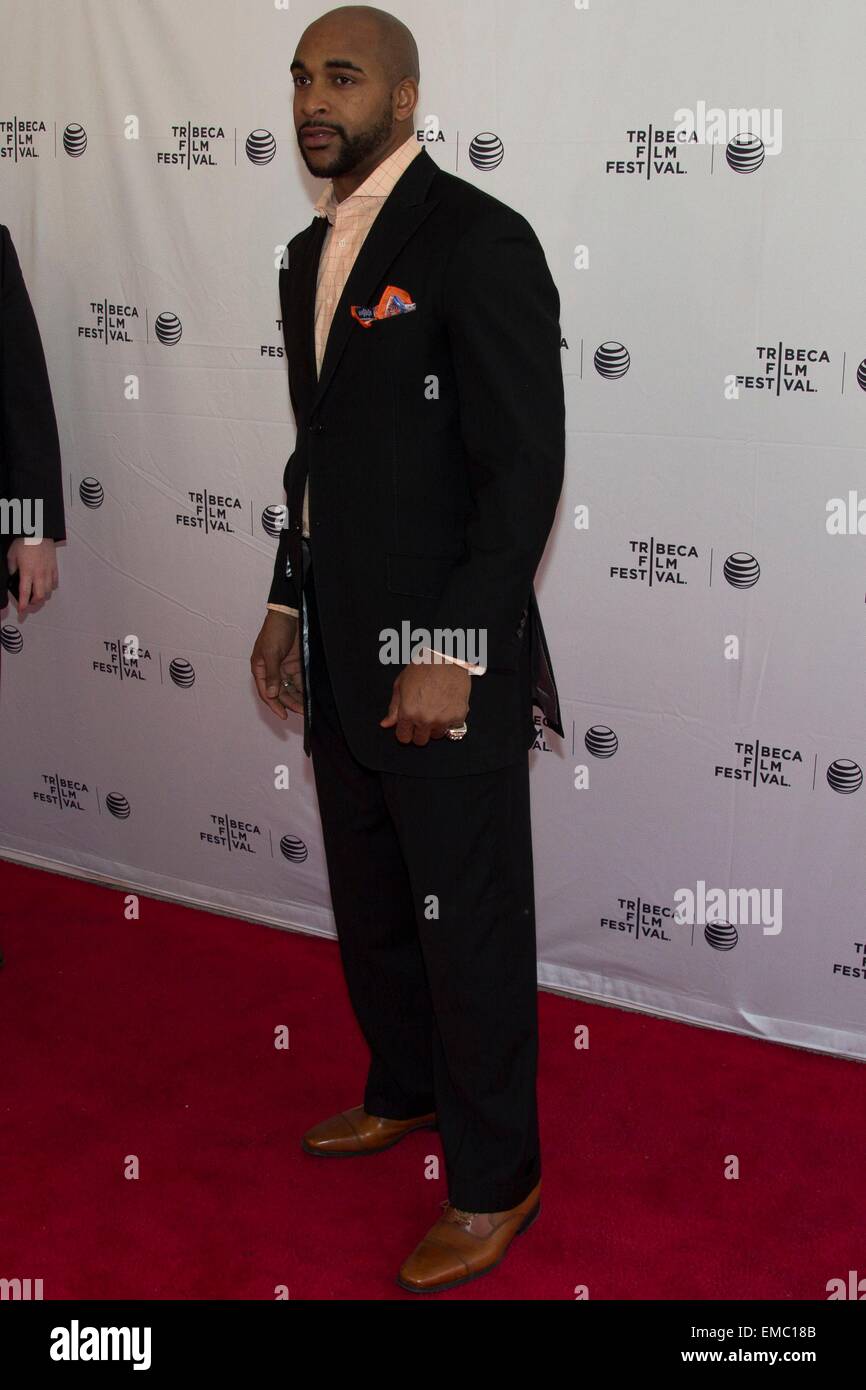 New York, NY, USA. 19. April 2015. David Tyree im Ankunftsbereich für Tribeca Gespräche/ESPN Sports Film Festival: The Greatest fangen Ever, der School of Visual Arts (SVA) Theatre, New York, NY 19. April 2015. Bildnachweis: Patrick Cashin/Everett Collection/Alamy Live-Nachrichten Stockfoto