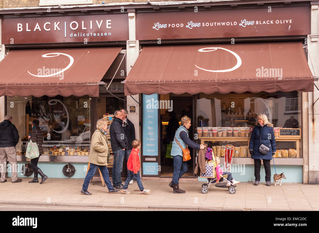 Der Black Olive Feinkost Shop speichern in Southwold, Suffolk, England, Großbritannien, Uk Stockfoto