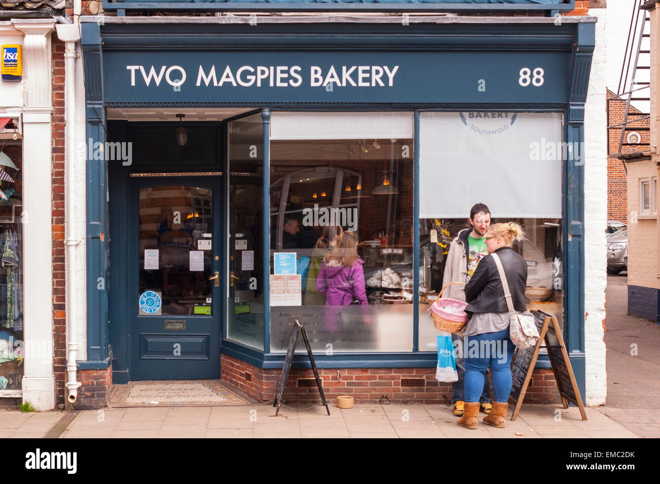 Die zwei Elstern Bäckerei in Southwold, Suffolk, England, Großbritannien, Uk Stockfoto