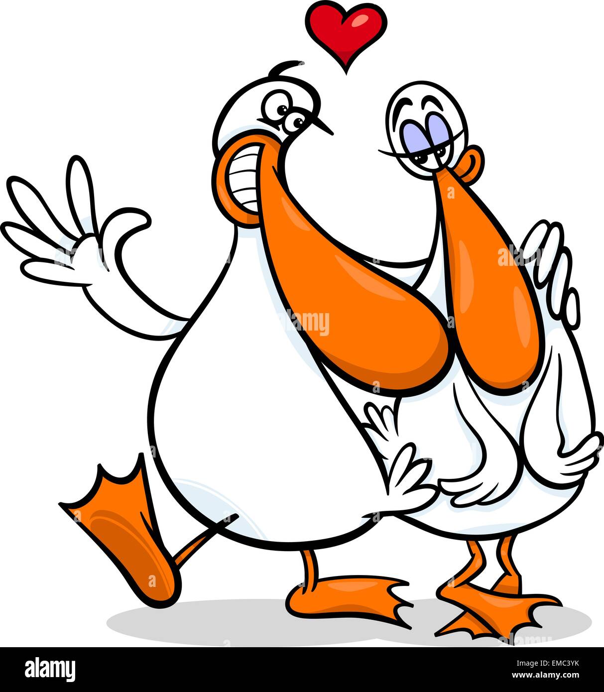 Enten in Liebe Cartoon illustration Stock Vektor