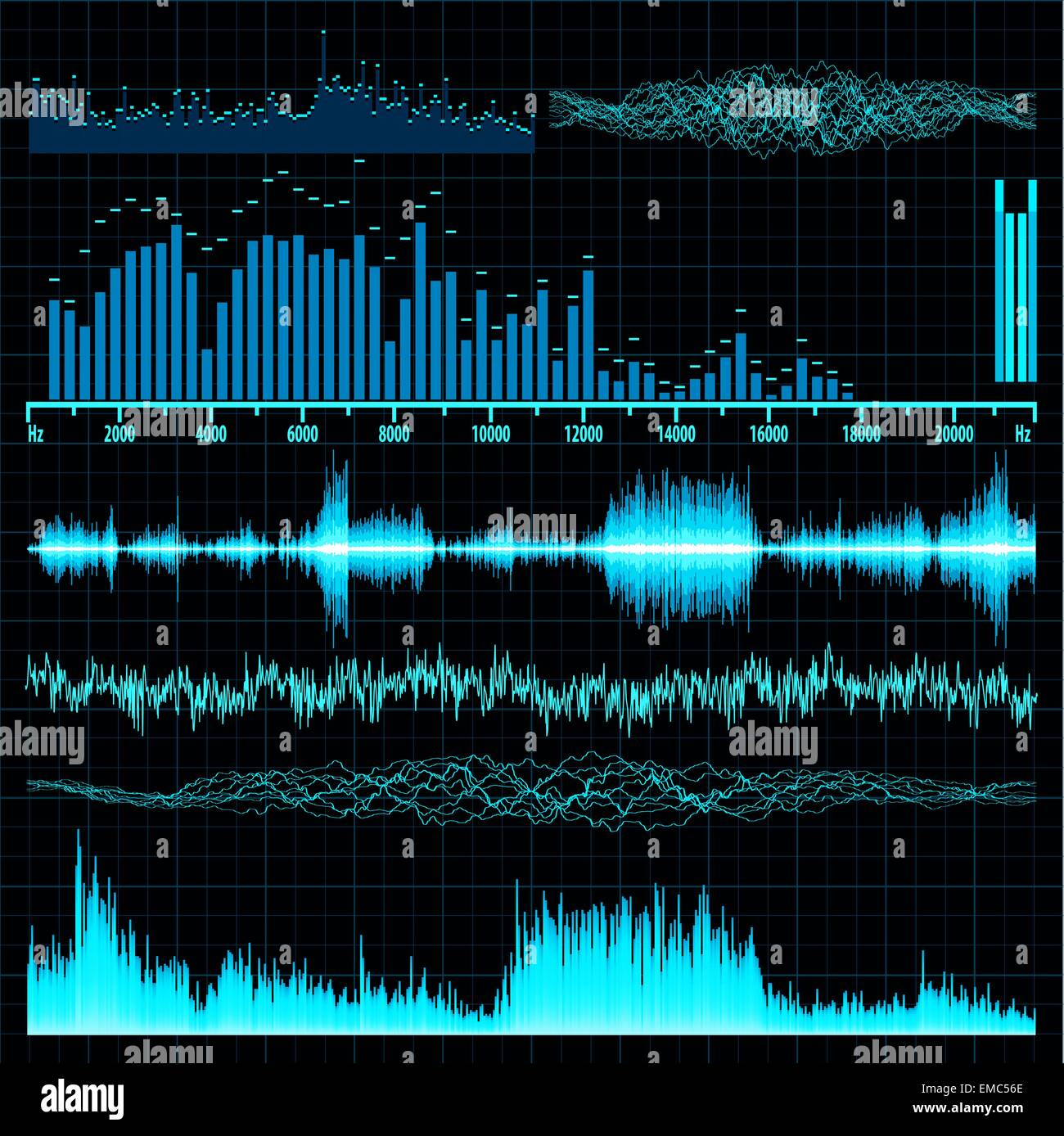 Schallwellen setzen. Hintergrundmusik. EPS 10 Stock Vektor