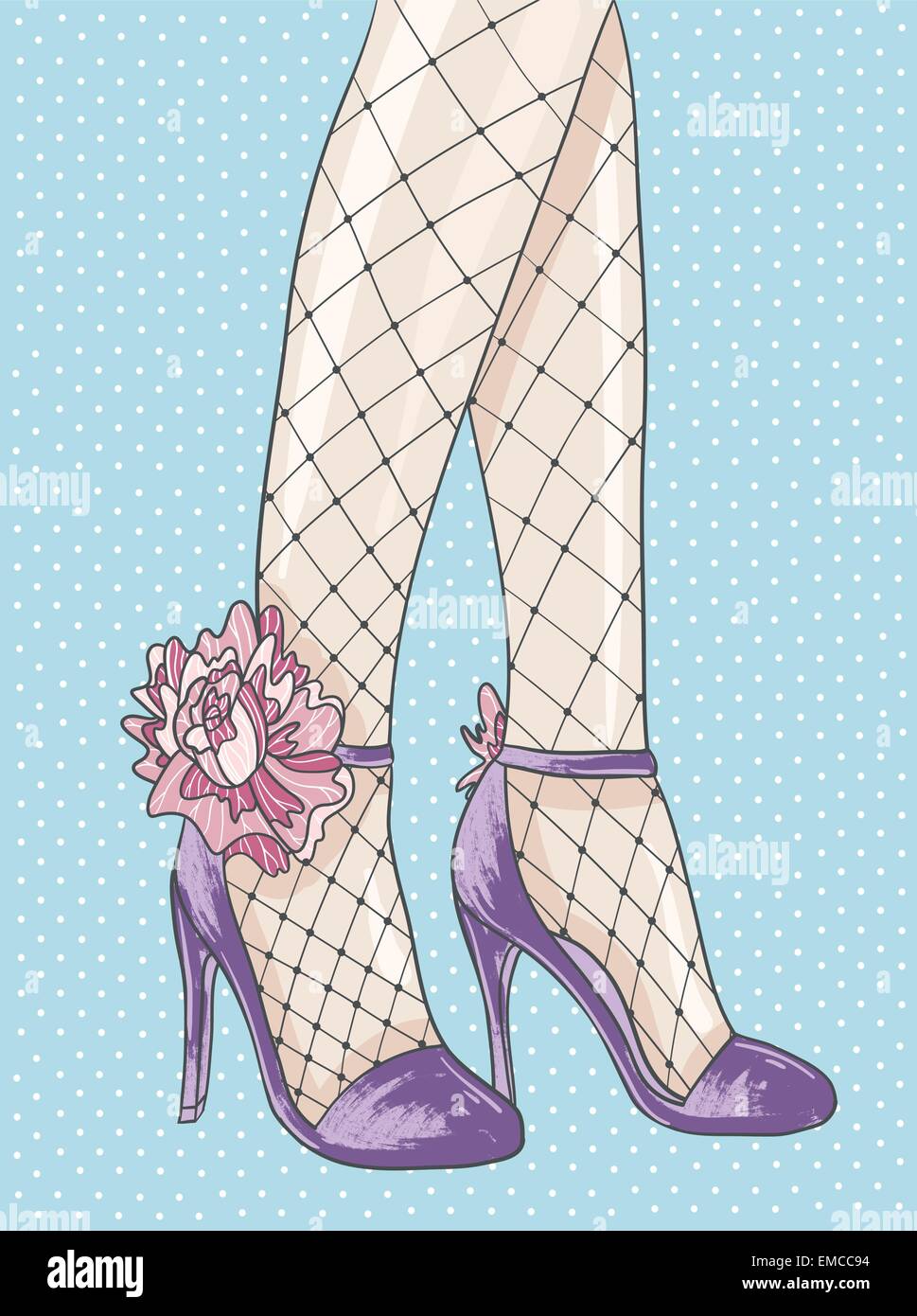 Elegante Mode-Illustration. Schuhen mit hohen Absätzen mit Blumen. Stock Vektor