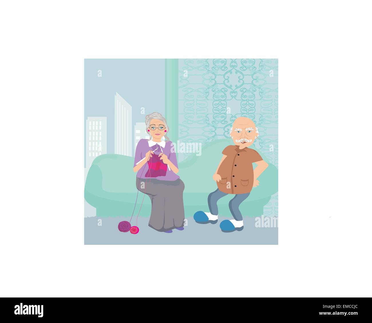 Älteres Paar zu Hause ausruhen Stock Vektor