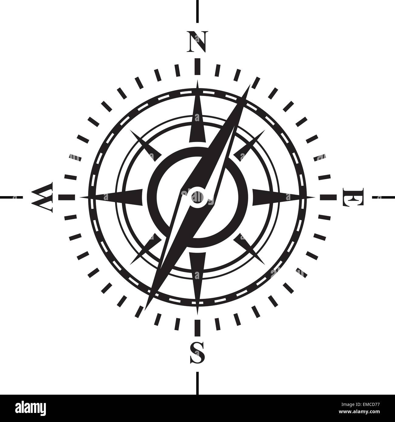 Kompass mit Windrose. Stock Vektor