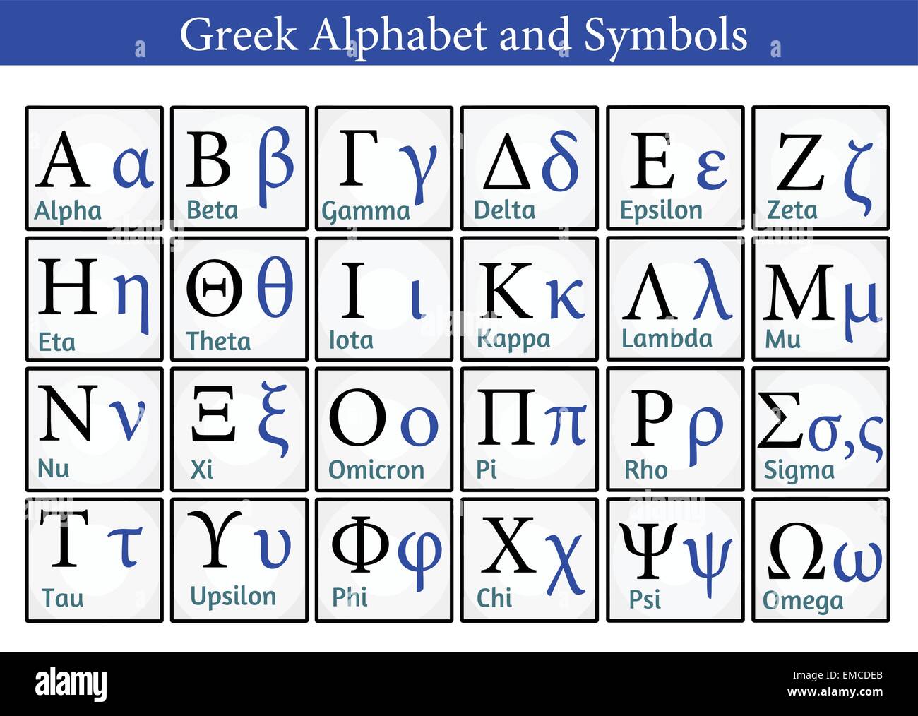 Griechisches Alphabet und Symbole Stock Vektor