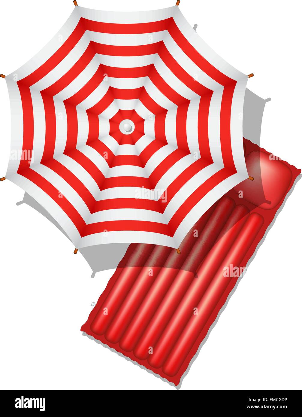 Sonnenschirm und Luftmatratze Stock Vektor