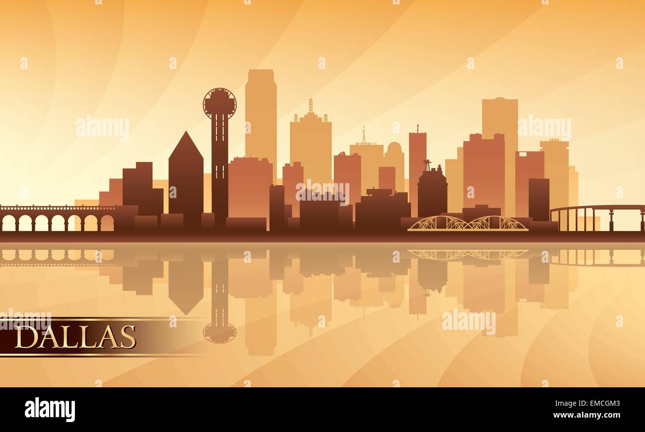 Dallas Stadt Skyline Silhouette Hintergrund Stock Vektor