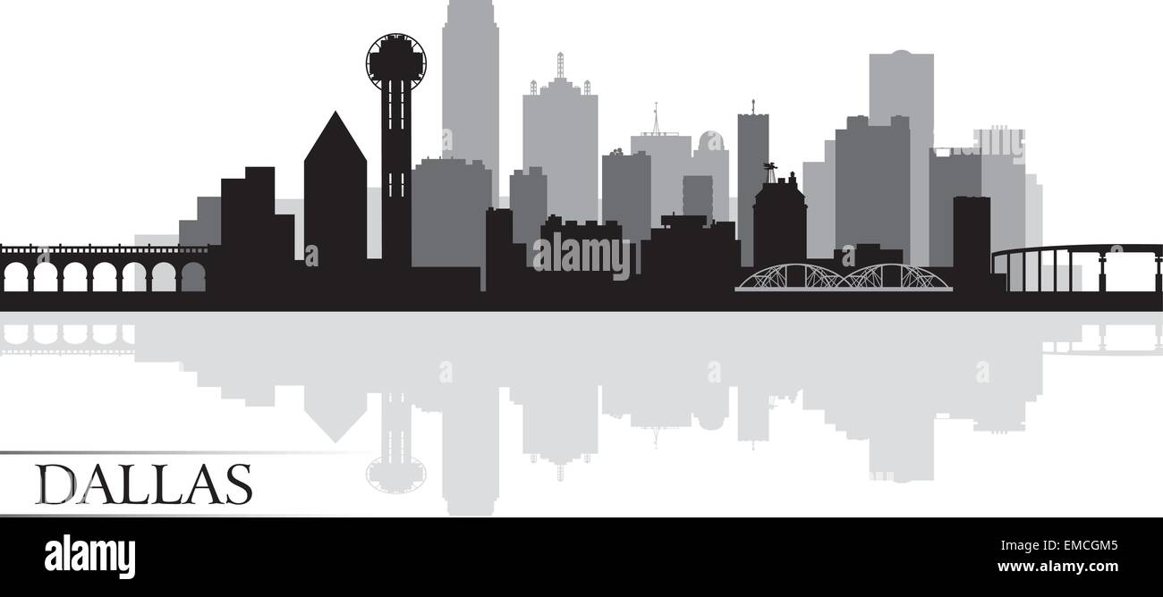 Dallas Stadt Skyline Silhouette Hintergrund Stock Vektor
