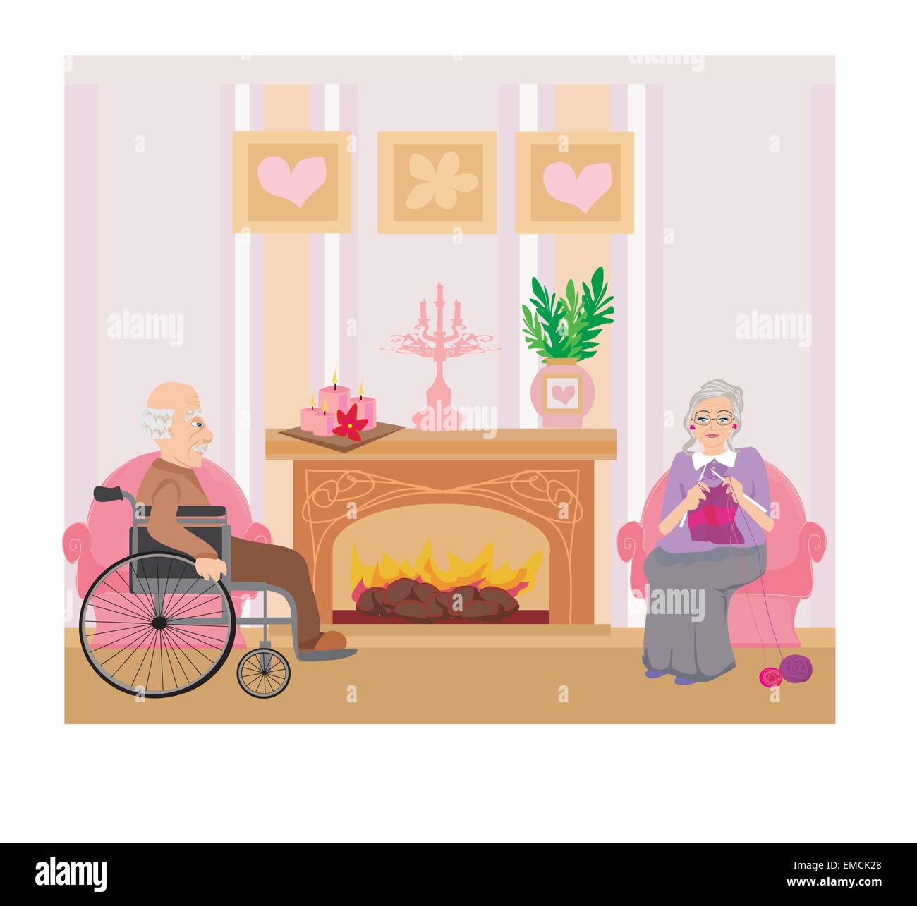 Älteres Paar zu Hause ausruhen Stock Vektor