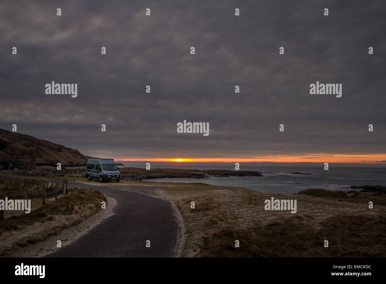 Übernachtung Campingplatz am Cliad Isle of Barra, äußeren Hebriden Stockfoto