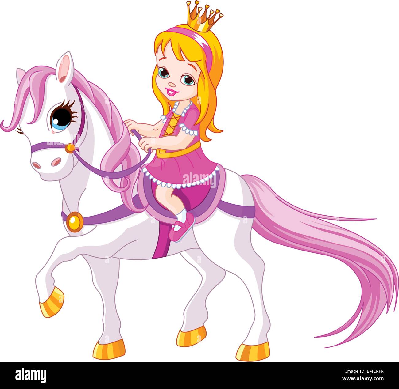 Kleine Prinzessin auf Pferd Stock Vektor