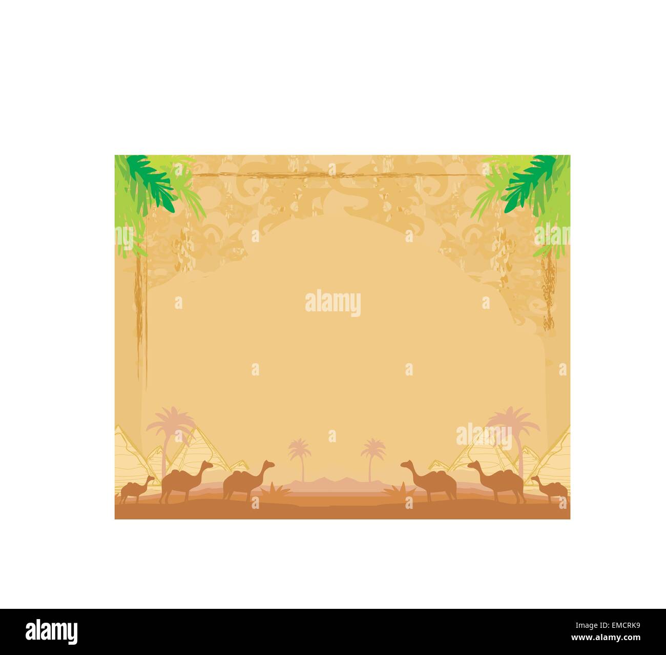 Kamel-Karawane in wilde Afrika - abstract Grunge frame Stock Vektor
