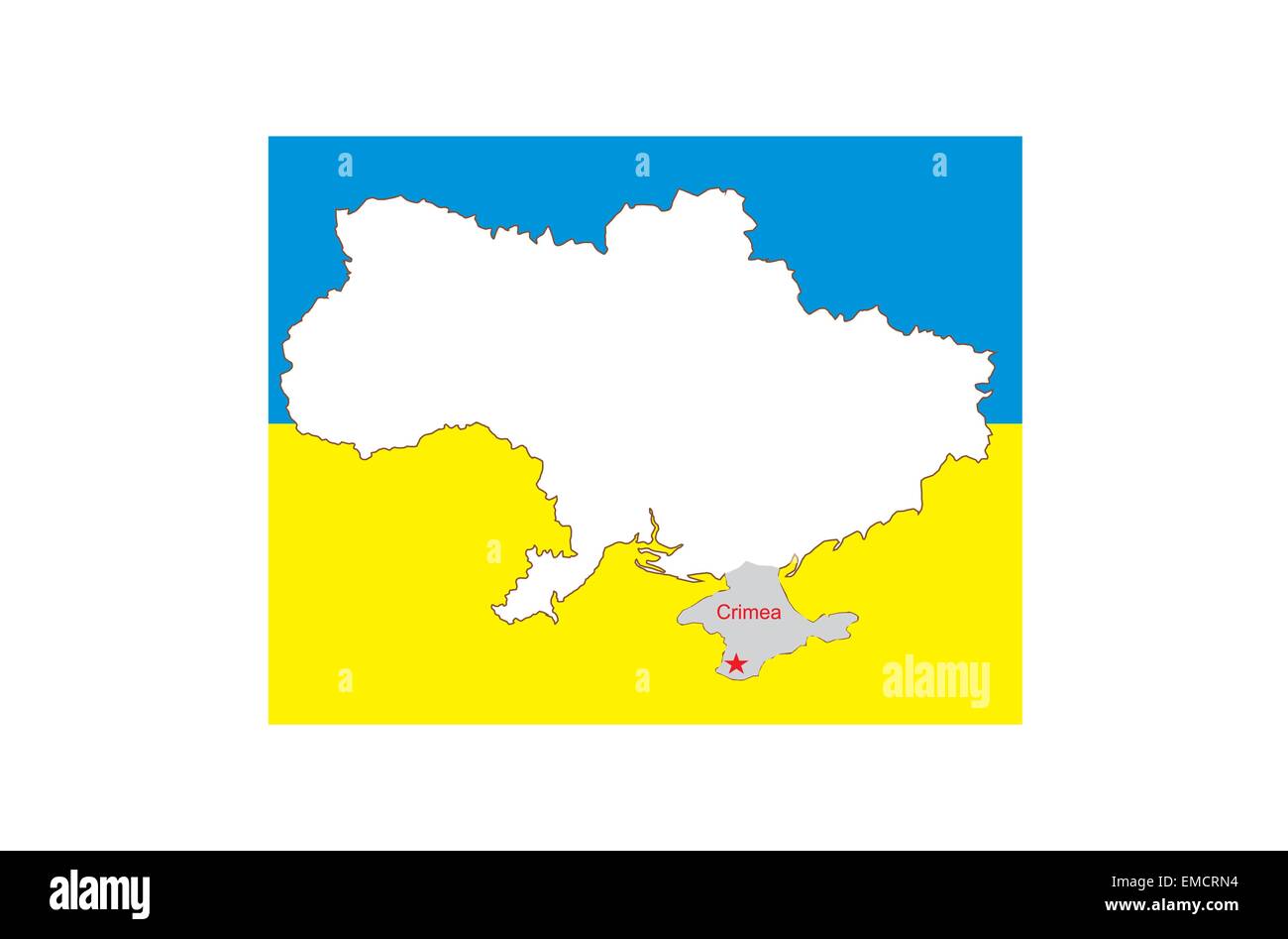 Ukraine Vektorkarte mit der Halbinsel Krim hervorgehoben. Stock Vektor