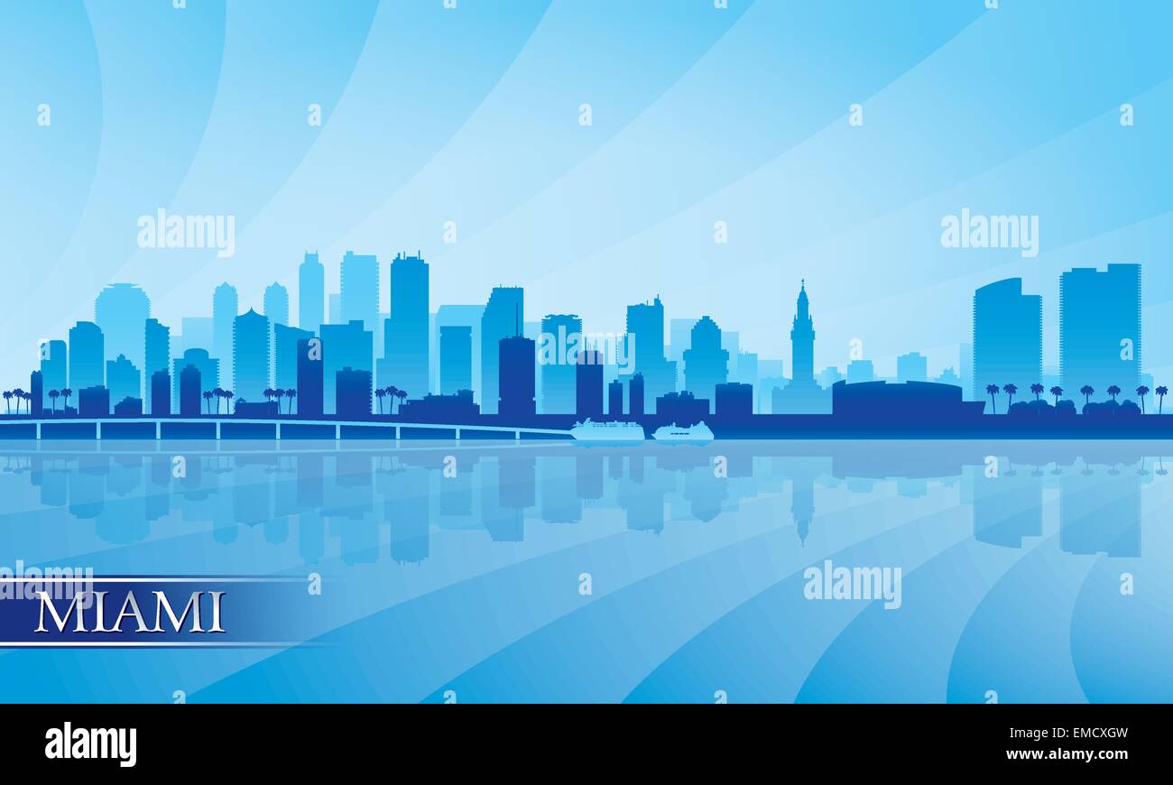 Miami City Skyline Silhouette Hintergrund Stock Vektor