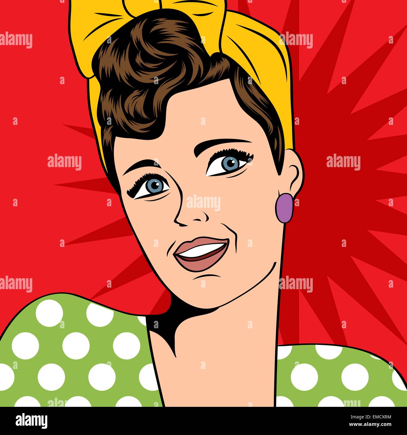 niedliche Retro-Frau im Comic-Stil Stock Vektor