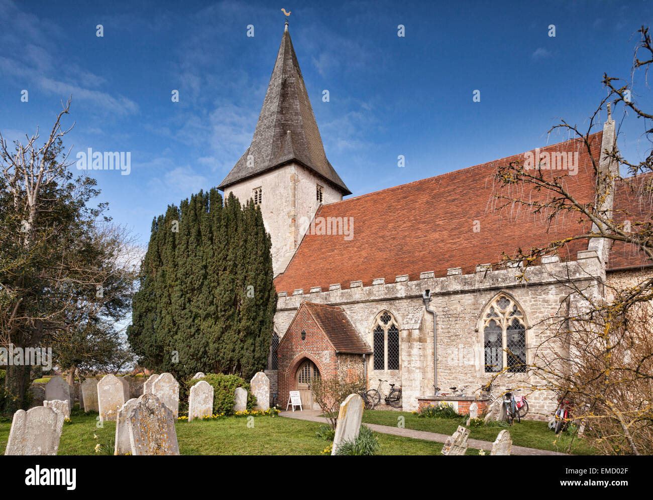 14. Jahrhundert Kirche der Heiligen Dreifaltigkeit, an Bosham, West Sussex, England Stockfoto