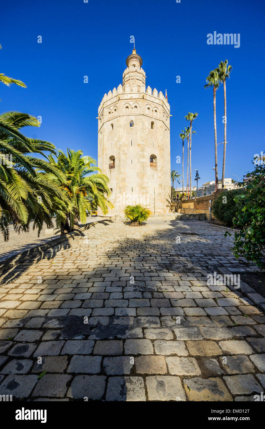 Spanien, Andalusien, Sevilla, Torre del Oro Stockfoto