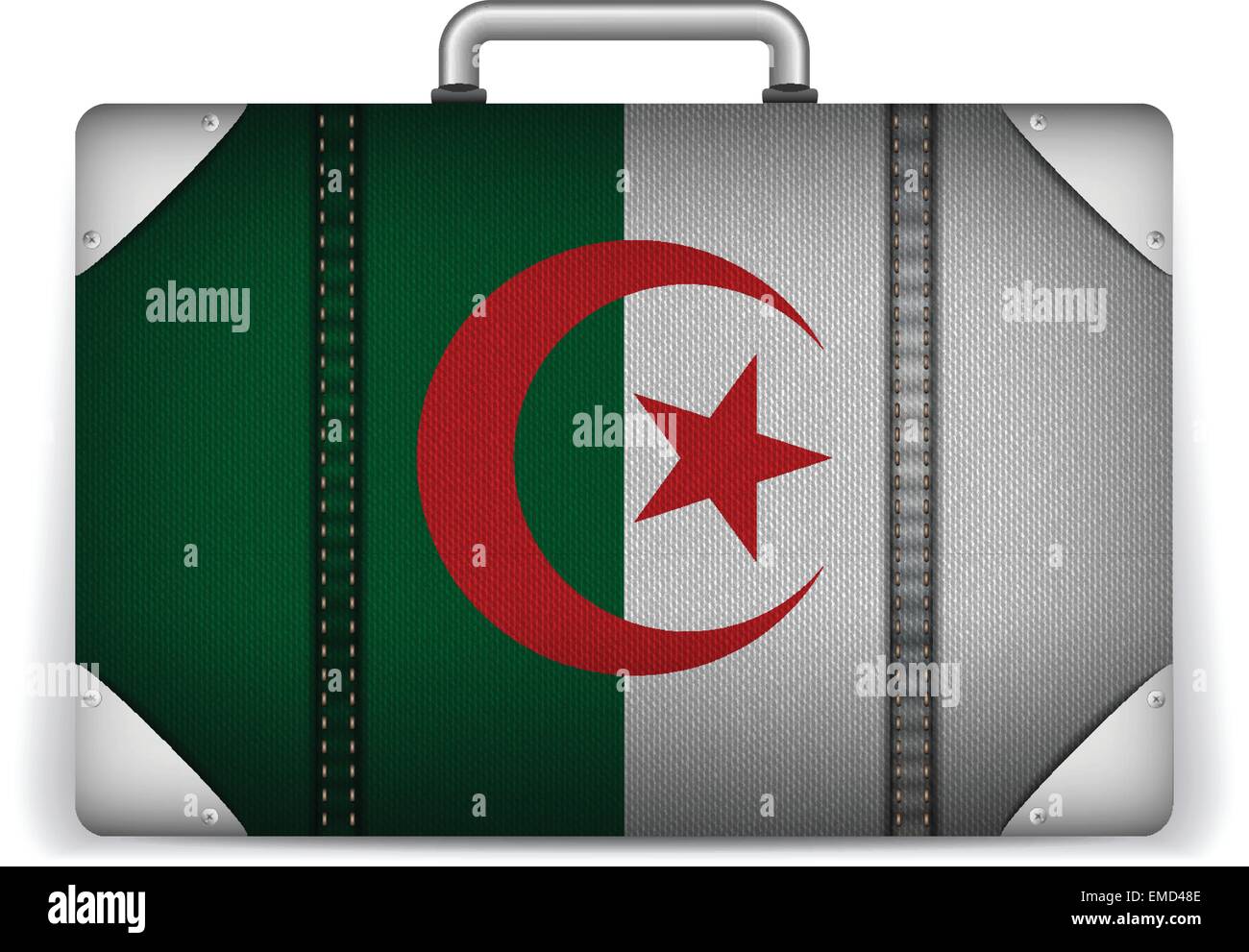 Algerien-Reisegepäck mit Flagge für Urlaub Stock Vektor