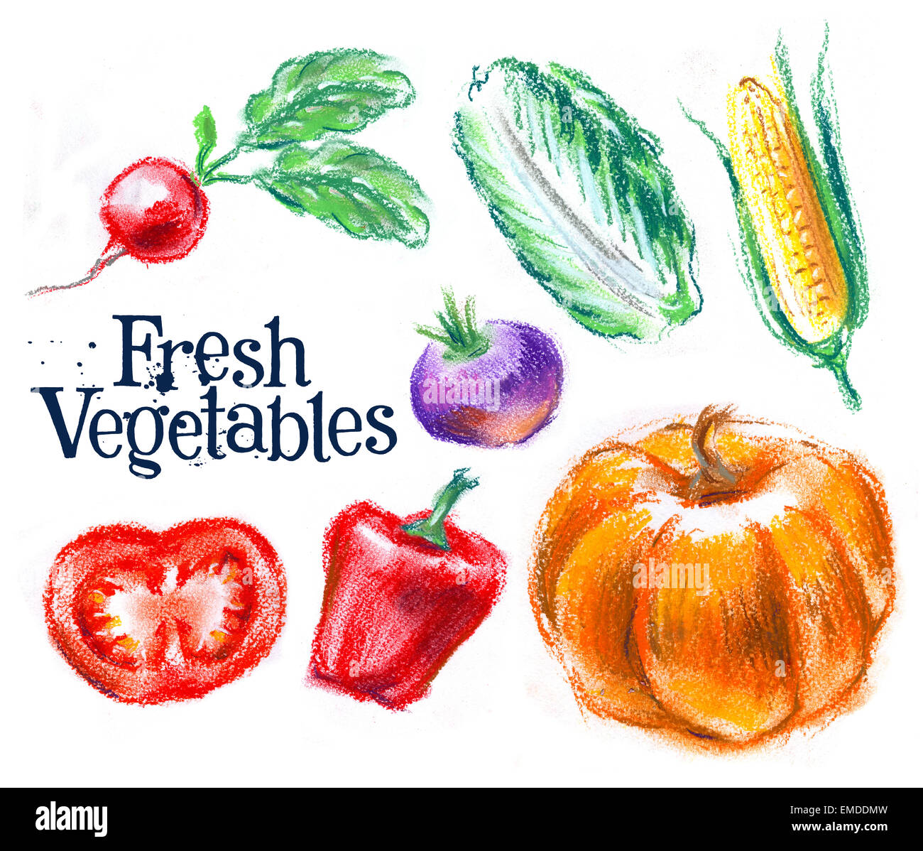 frisches Gemüse auf weißem Hintergrund Stockfoto