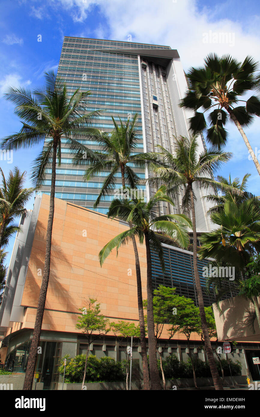 Hawaii, Oahu, Honolulu, First Hawaiian Center, Wolkenkratzer, Stockfoto
