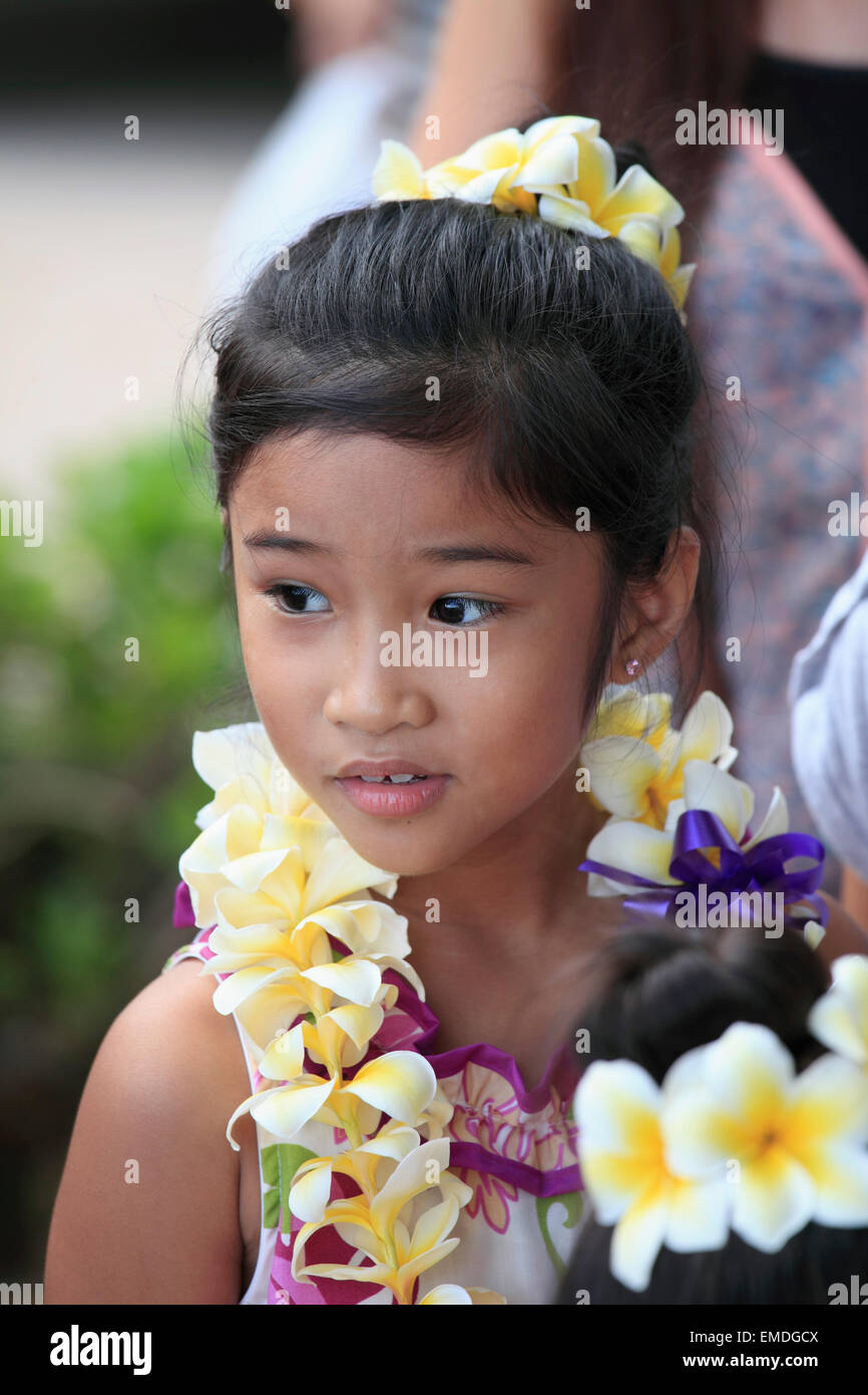 Hawaii, Oahu, Waikiki, junges Mädchen, Porträt, Stockfoto