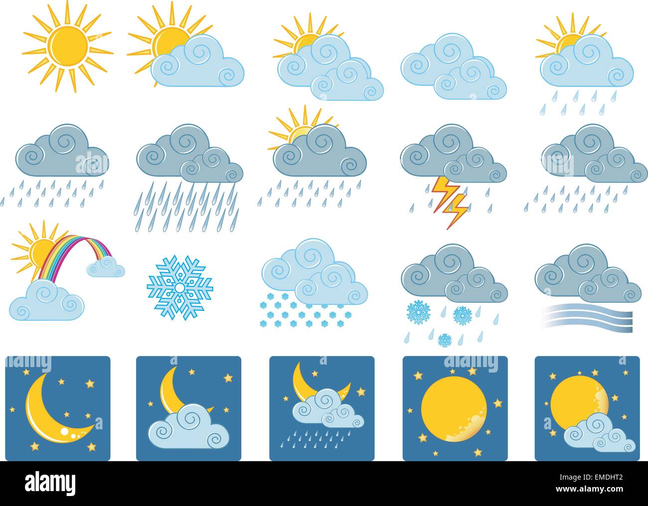 20 Wettersymbole Vektor Abbildung - Bild: 81433970 - Alamy