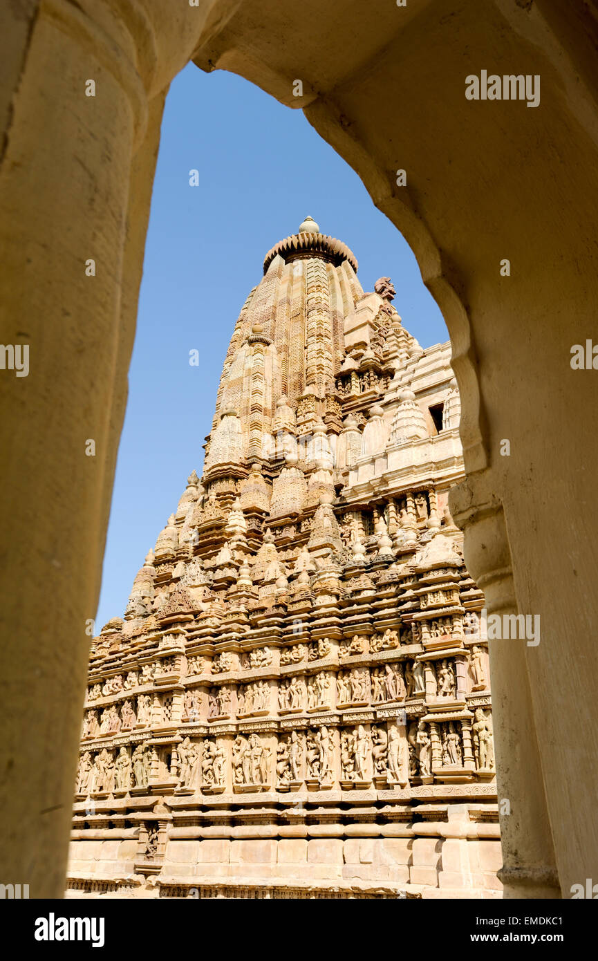 Tempel von Khajuraho in Indien, UNESCO-Welterbe Stockfoto