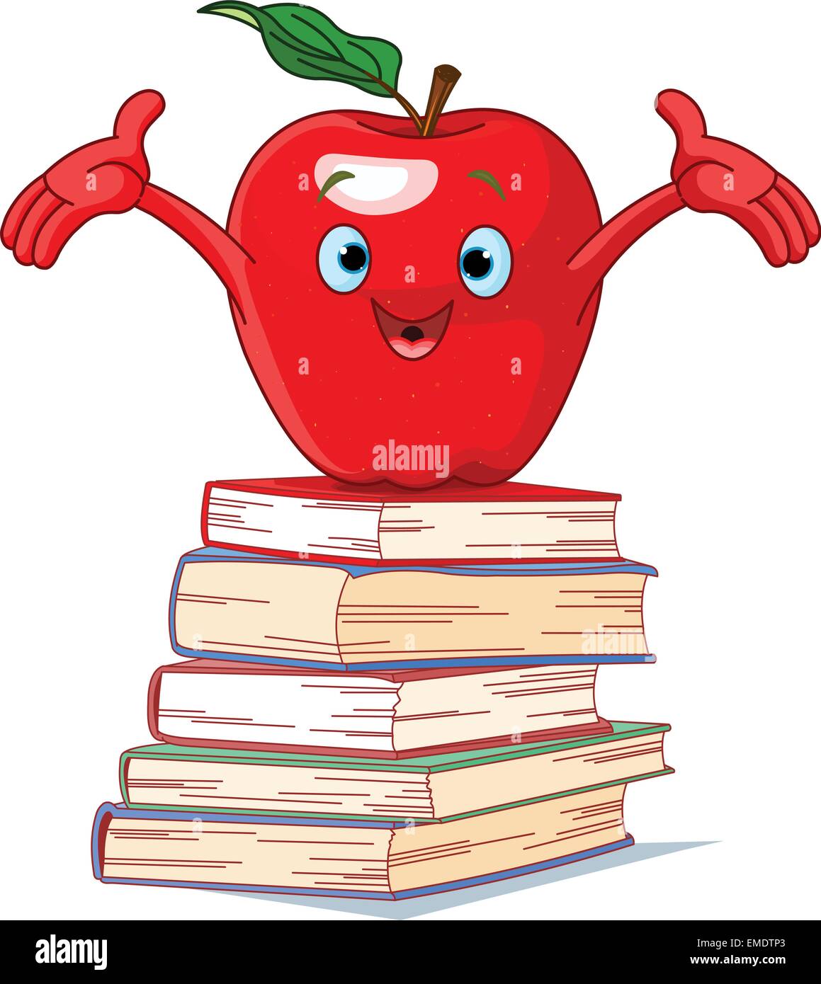 Apple Zeichen auf Stapel Bücher Stock Vektor