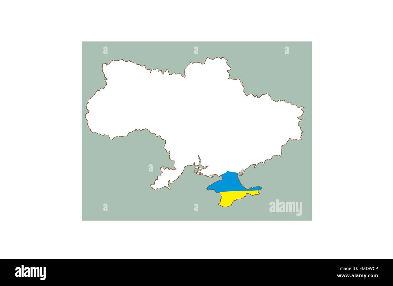 Ukraine Vektorkarte mit der Halbinsel Krim hervorgehoben. Stock Vektor