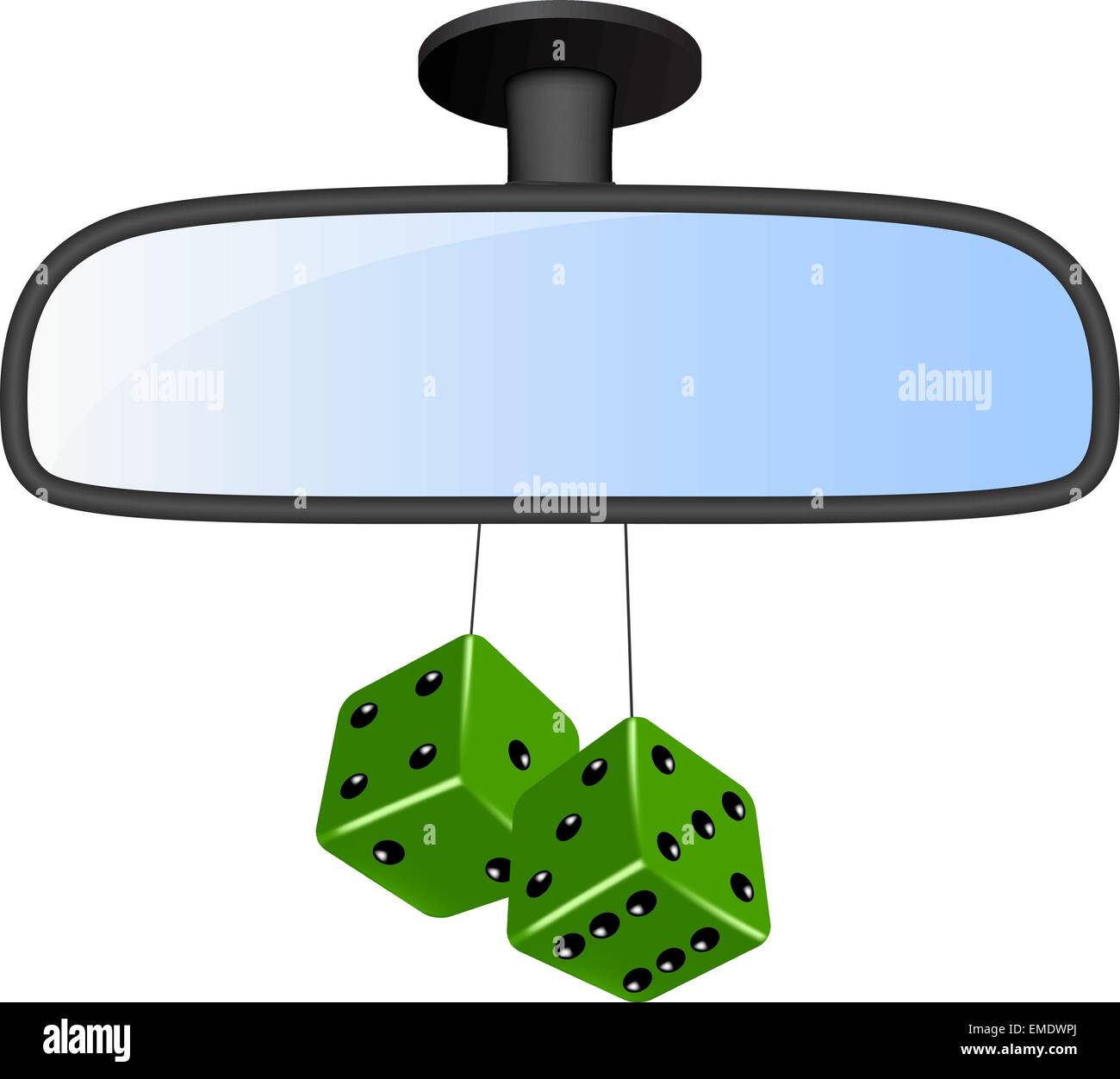 Autospiegel mit paar grüne Würfel Stock-Vektorgrafik - Alamy