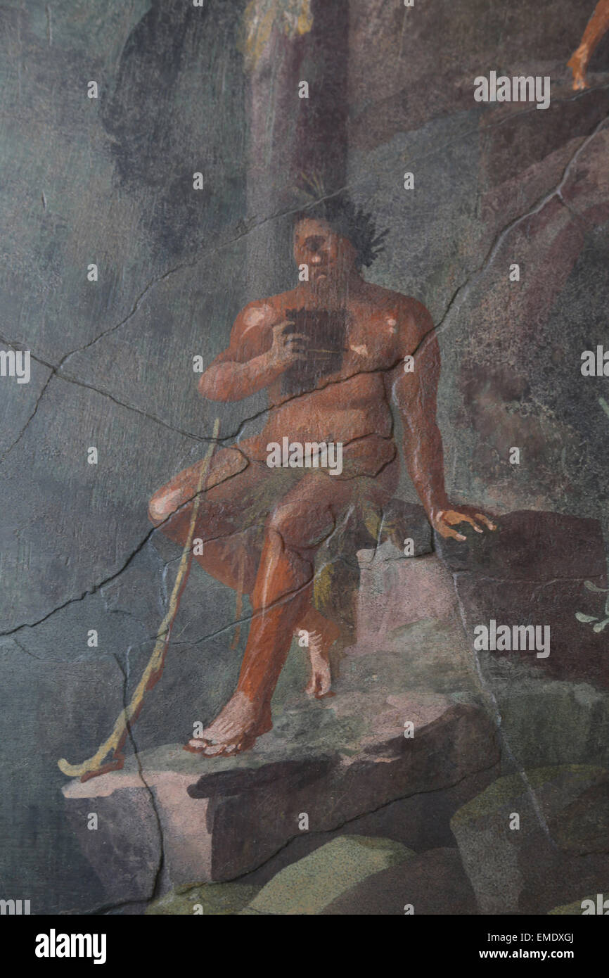 Gemälde aus einem Cubiculum Nocturnum. Polyphem. Roman. 1. JH. N. CHR.. Von der Villa des Agrippa Postumus an Boscotrecase, Italien Stockfoto