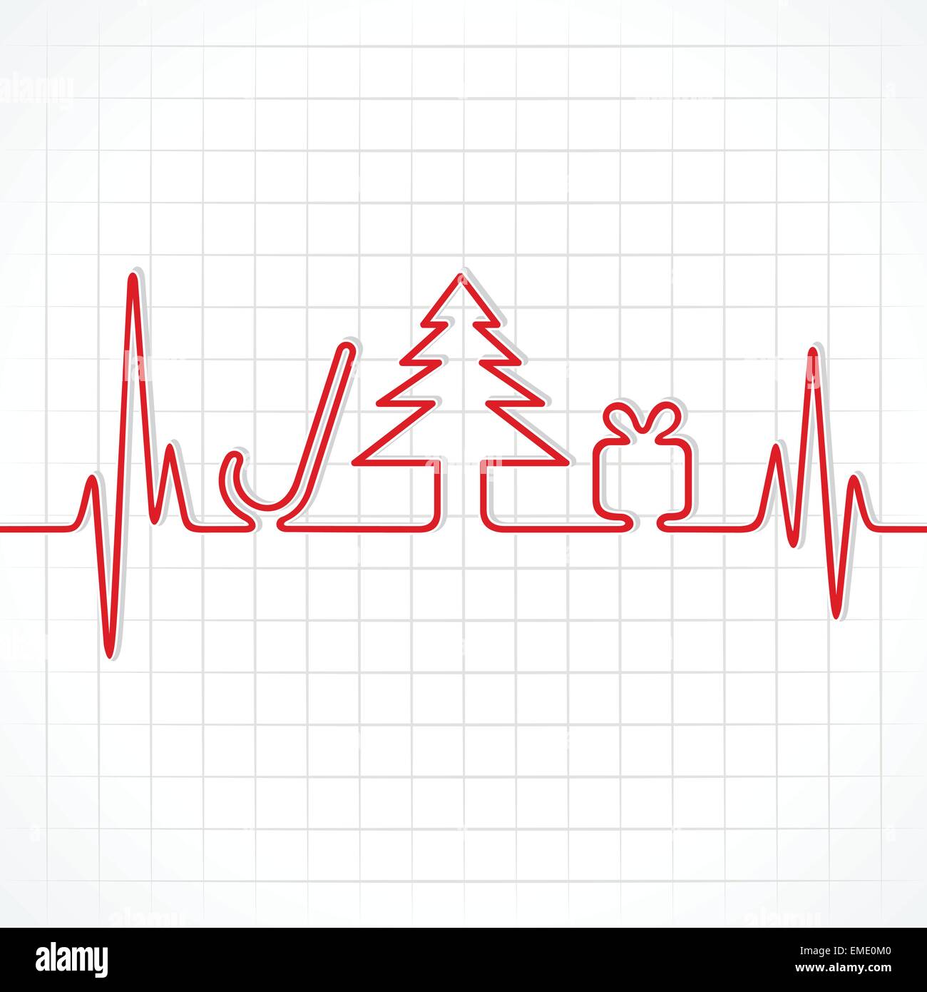 Abbildung des Herzschlags machen Weihnachten Symbole Stock Vektor
