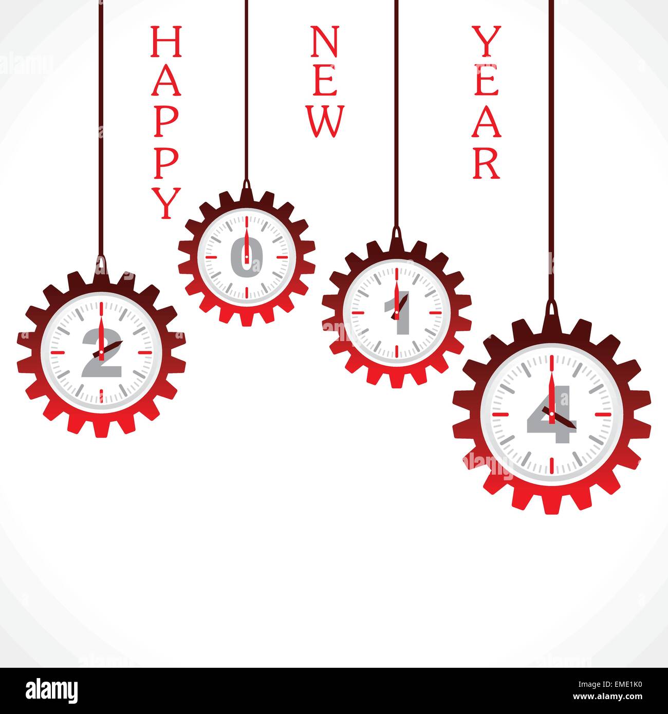 Neues Jahr Gruß, 2014 mit Getriebe Lager Vektor Stock Vektor