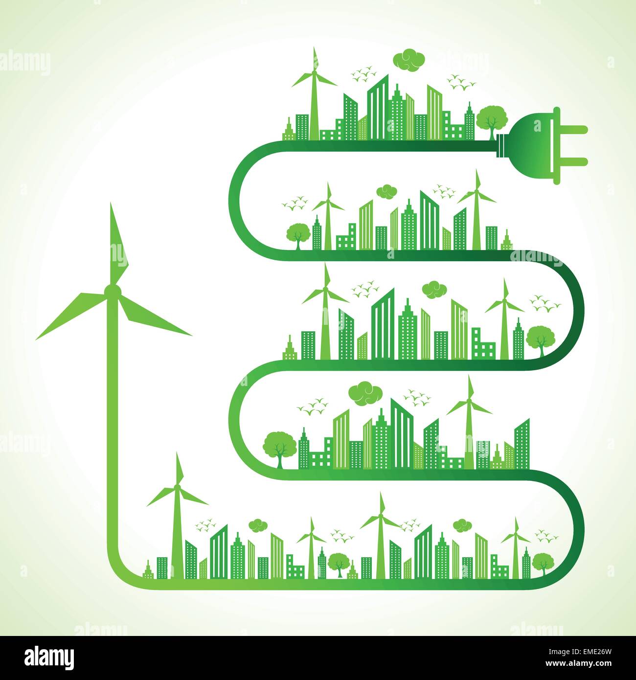 Illustration des Ökologie-Konzept mit Windmühle - speichern Natur Stock Vektor