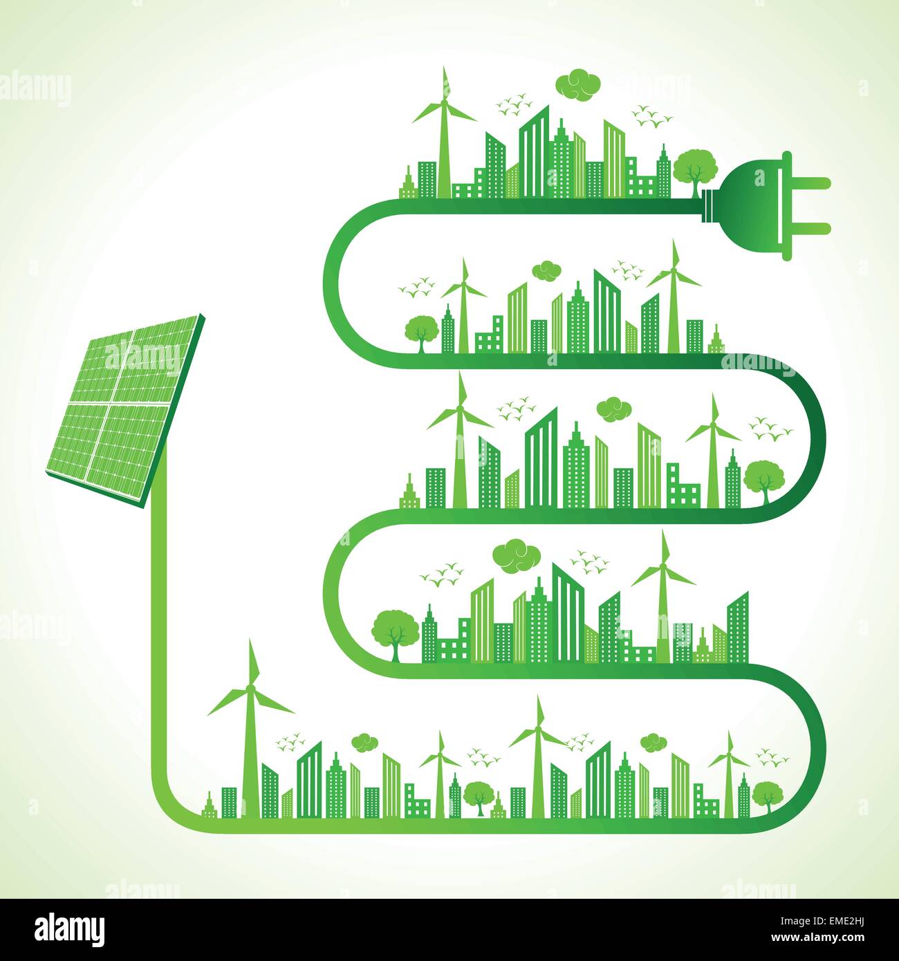 Illustration des Ökologie-Konzept mit Solar-Panel - speichern Natur Stock Vektor
