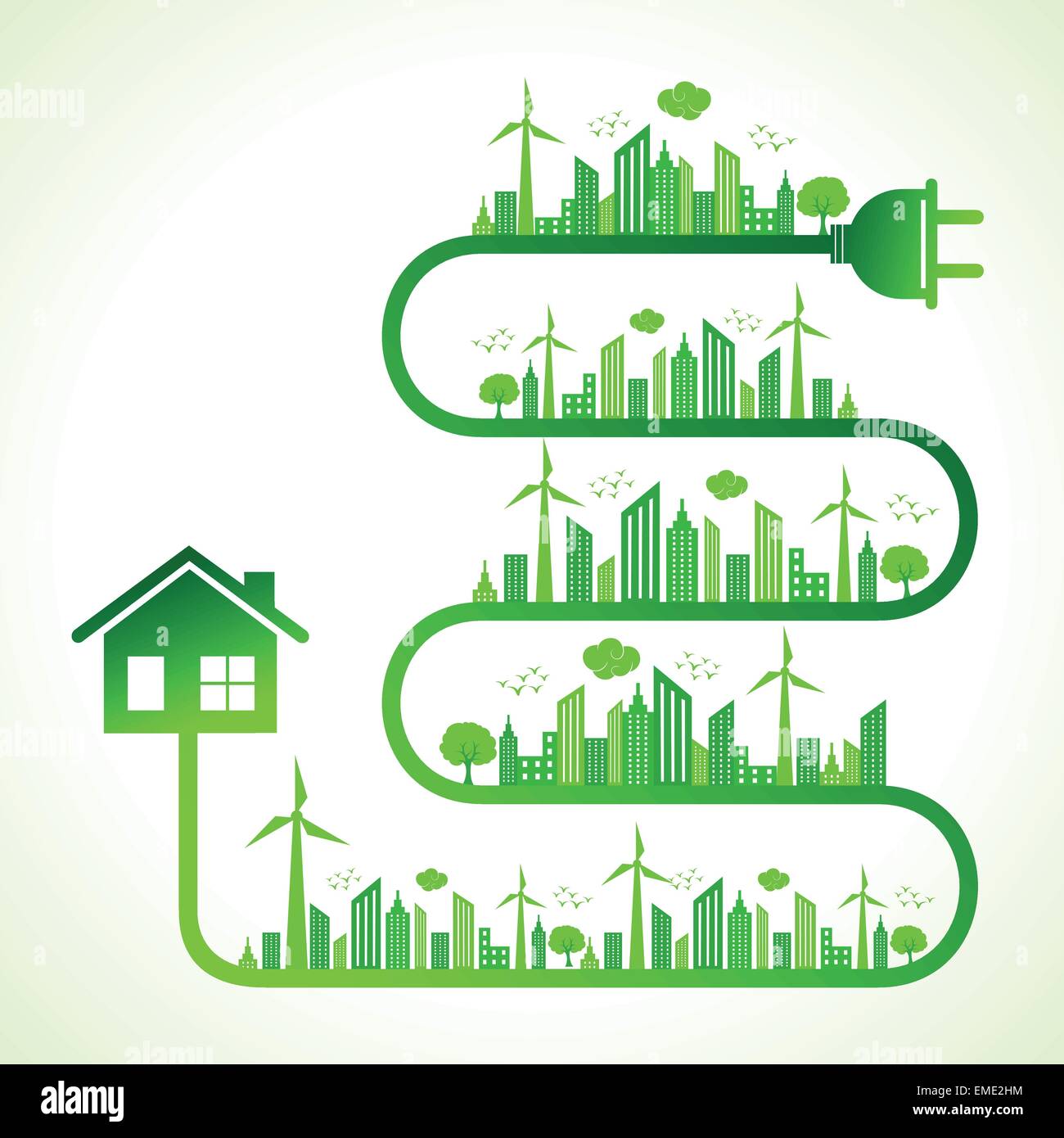 Illustration des Ökologie-Konzept mit der Natur Zuhause-speichern Stock Vektor
