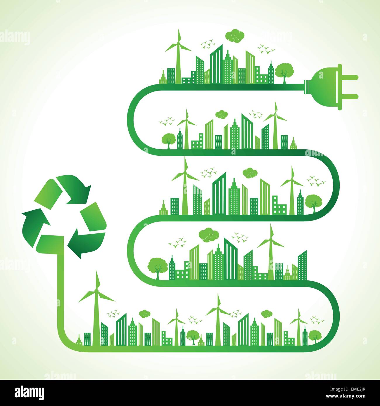 Illustration des Ökologie-Konzept mit Recycling Symbol speichern Natur Stock Vektor