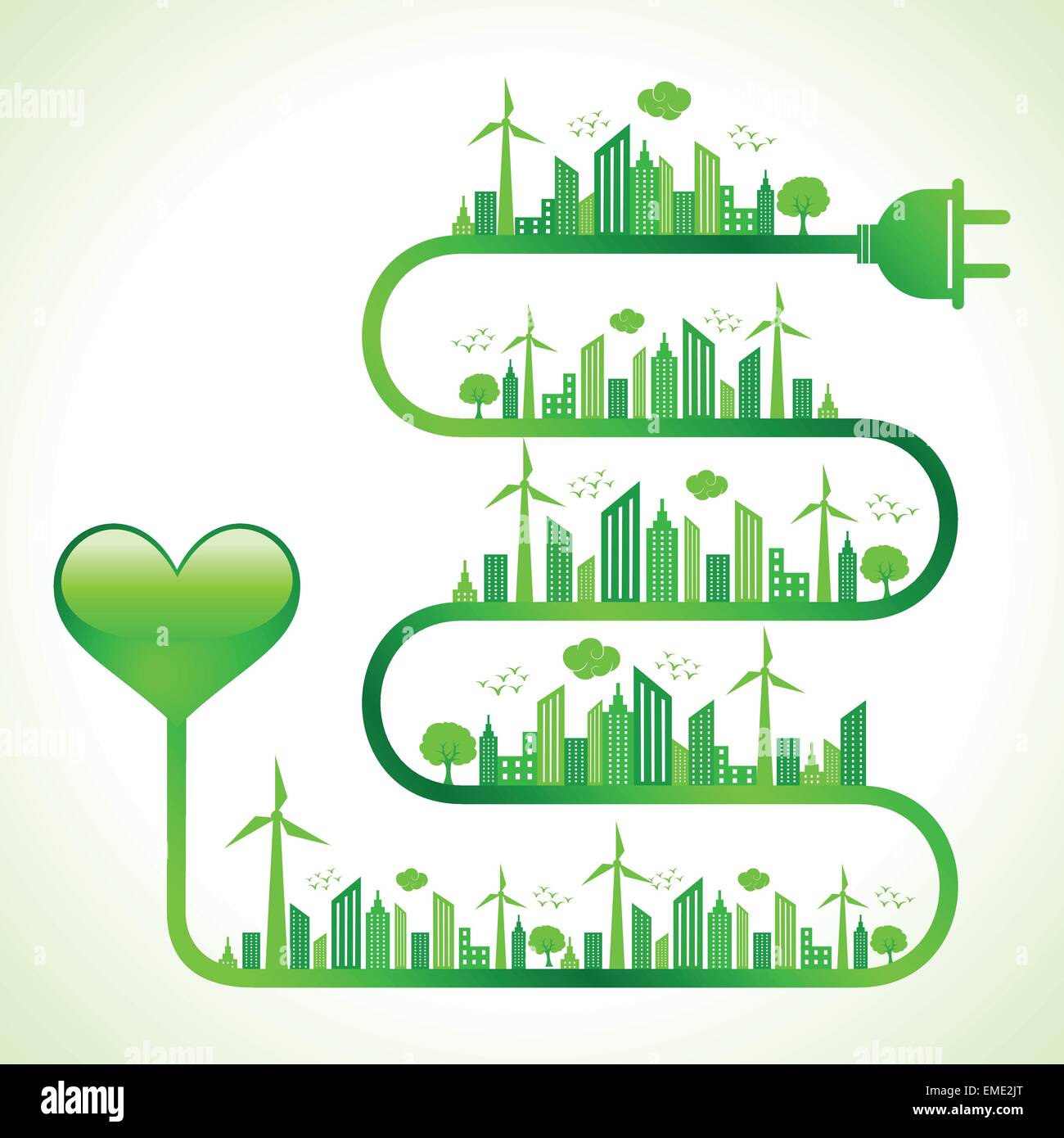 Illustration des Ökologie-Konzept mit Herz-Symbol speichern Natur Stock Vektor