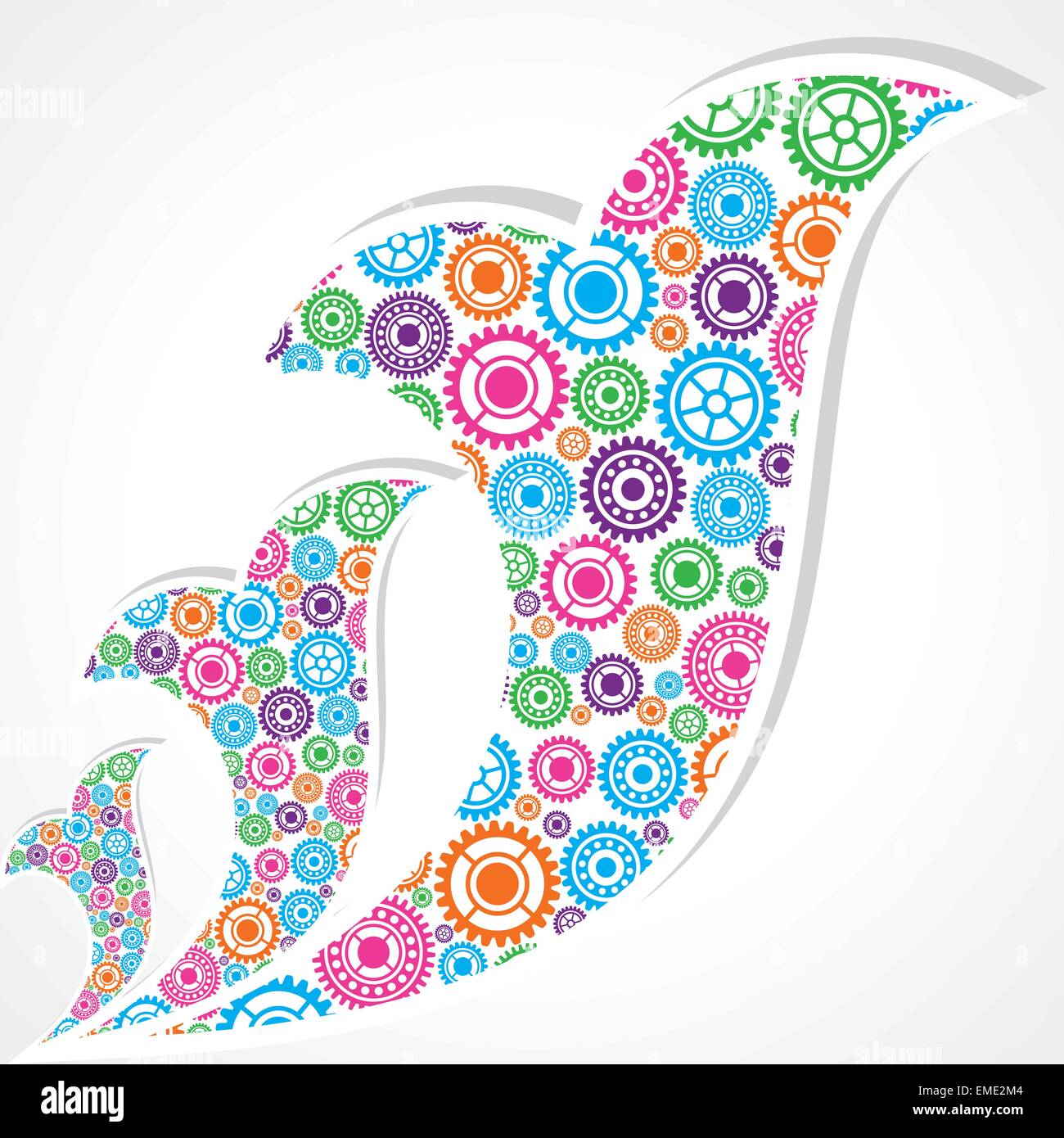 Gruppe von Zahnrädern machen ein florales design Stock Vektor