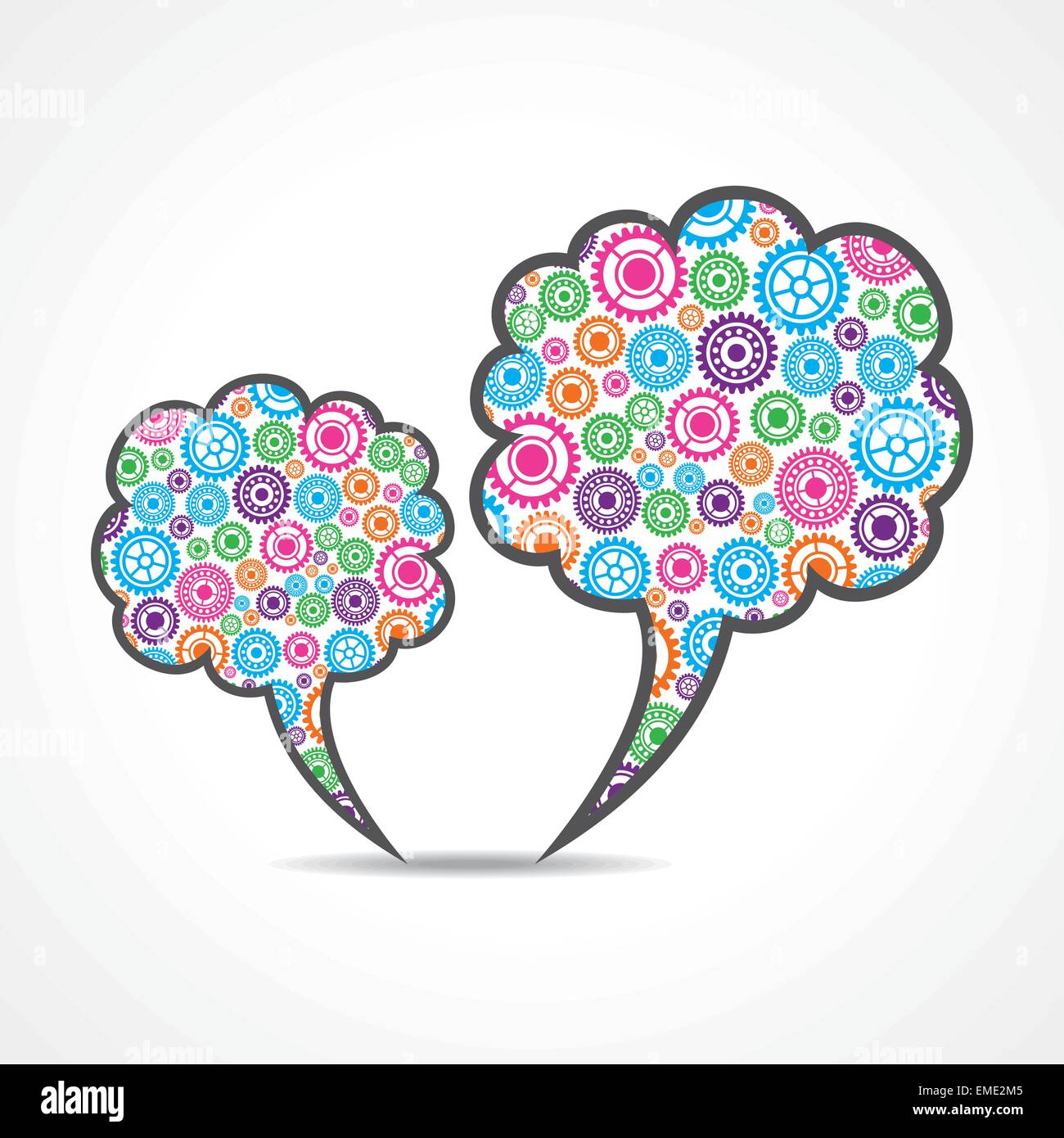 Bunte Zahnräder machen einen Nachricht Blase Lager Vektor Stock Vektor