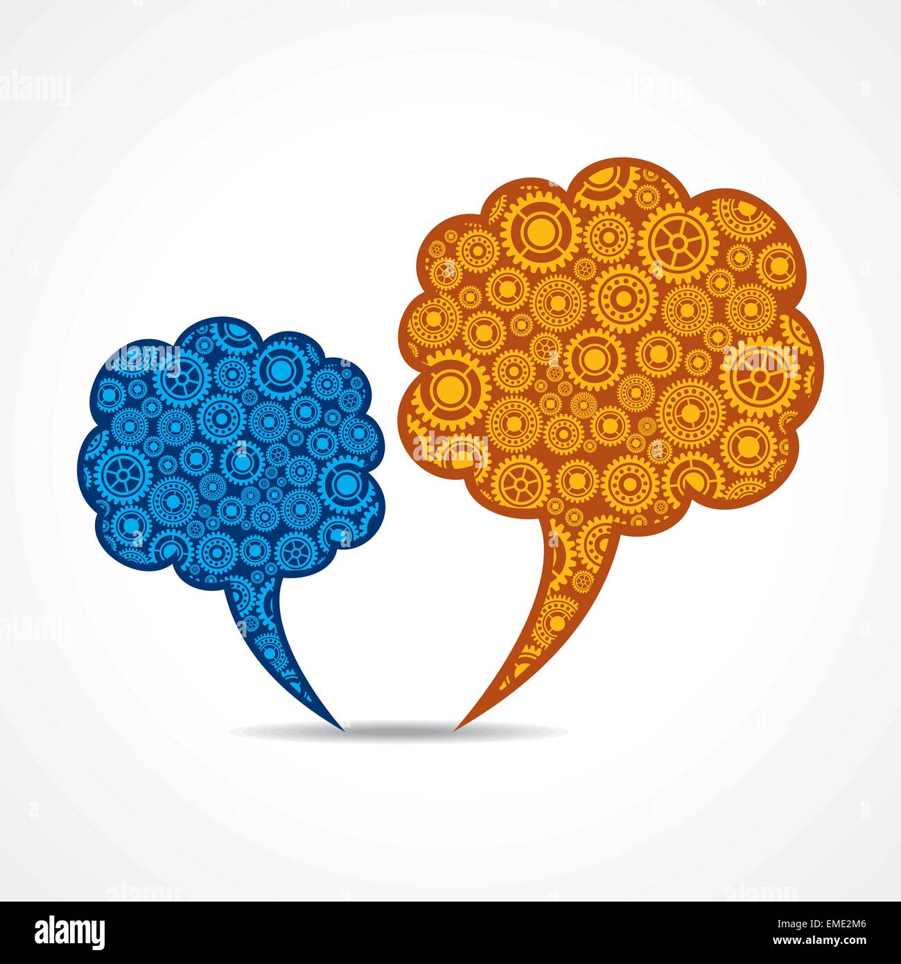 Blau und gelb Getriebe machen einen Nachricht Blase Lager Vektor Stock Vektor