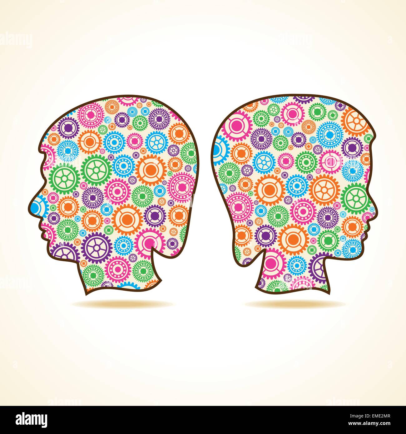 Gruppe von bunten Getriebe machen einen männlichen und weiblichen Gesicht Lager Vektor Stock Vektor