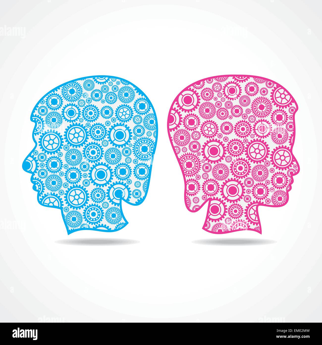 Gruppe von Getriebe machen einen männlichen und weiblichen Gesicht Lager Vektor Stock Vektor