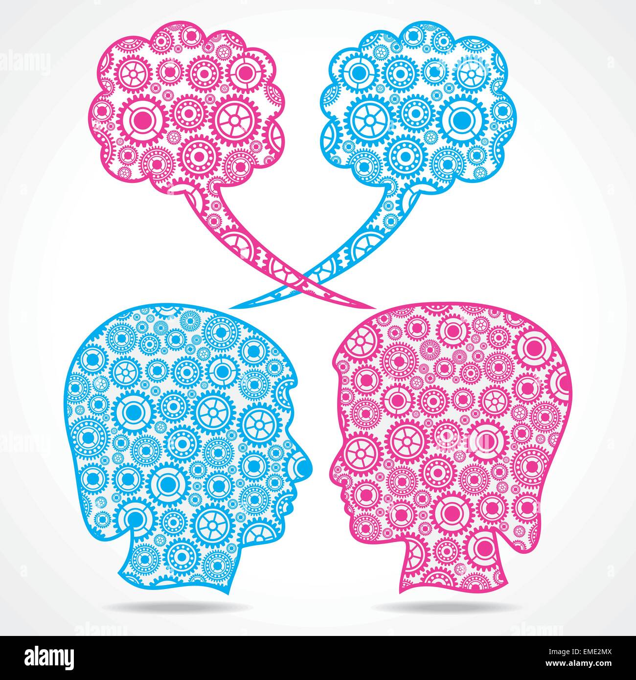 Gruppe von Getriebe machen einen männlichen und weiblichen Gesicht Lager Vektor Stock Vektor