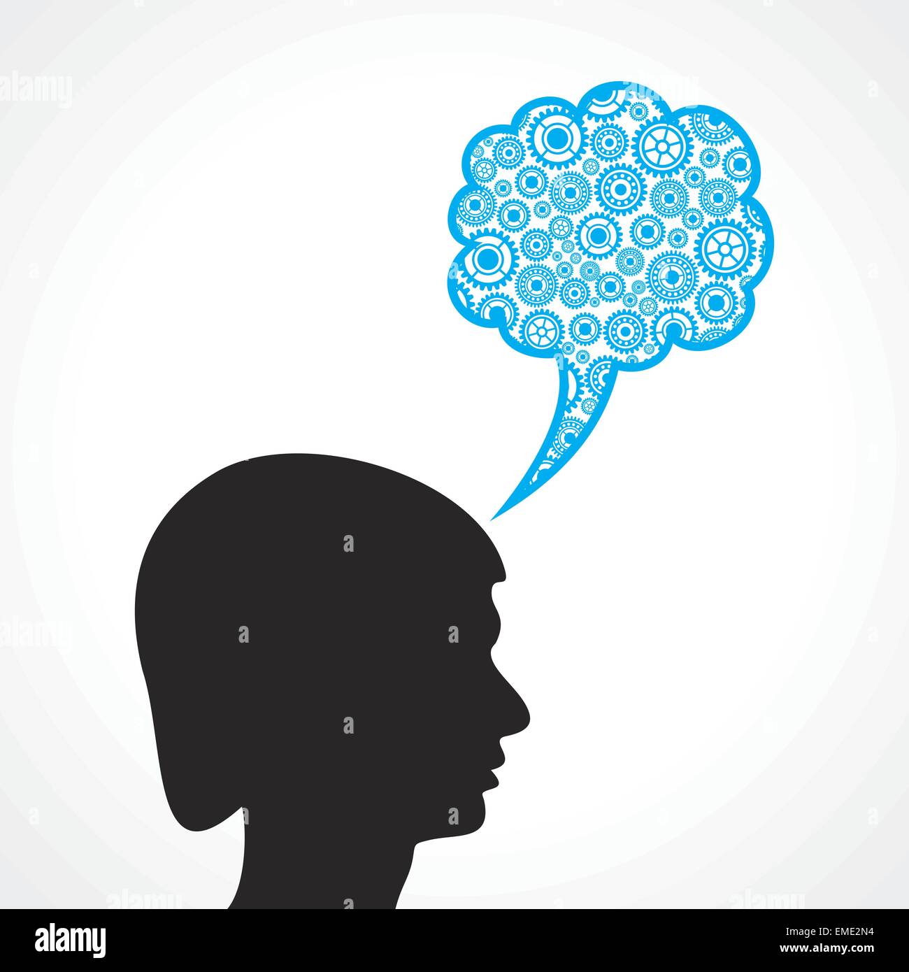 Gruppe von Zahnrädern wird eine Sprechblase mit männlichen Gesicht Lager Vektor Stock Vektor