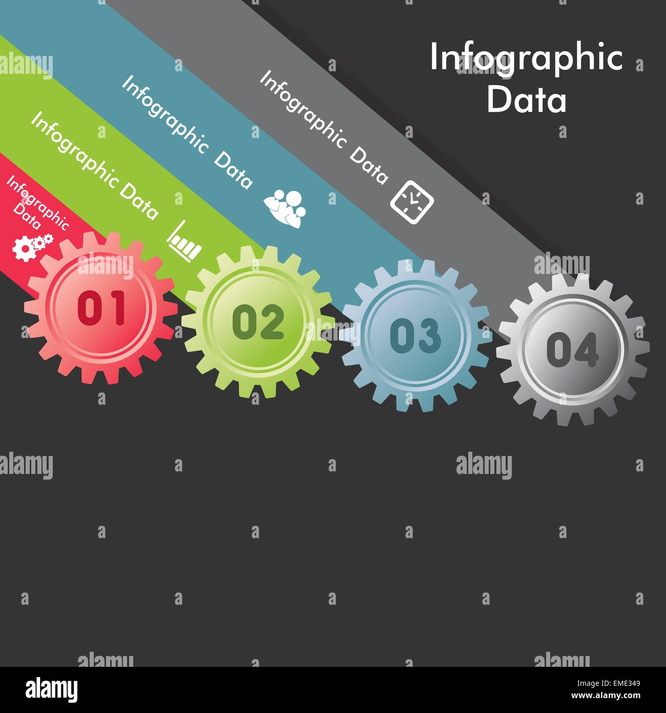 Illustration der bunten Zahnräder Infografiken Optionen banner Stock Vektor