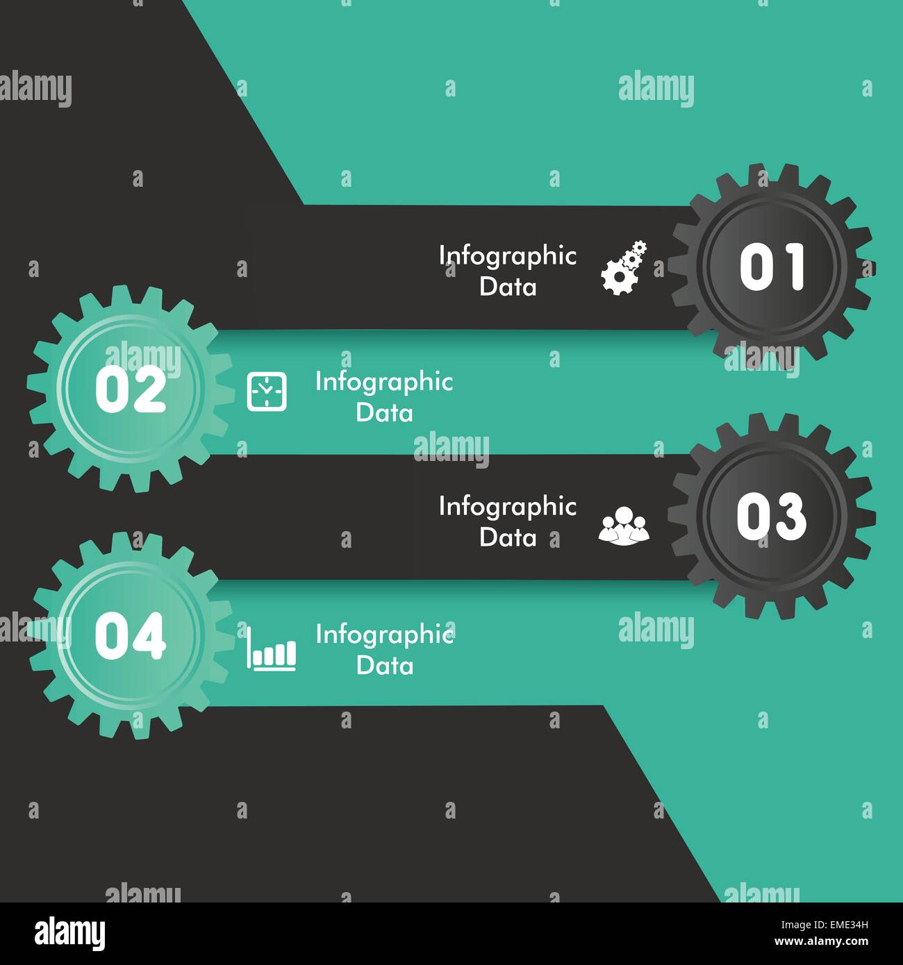 Illustration der bunten Zahnräder Infografiken Optionen banner Stock Vektor